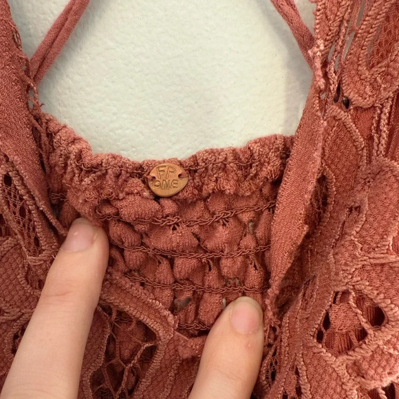 Free People Adella Slip Dress Copper Combo Medium Pink Purple Lace Crochet - Picture 6 of 8